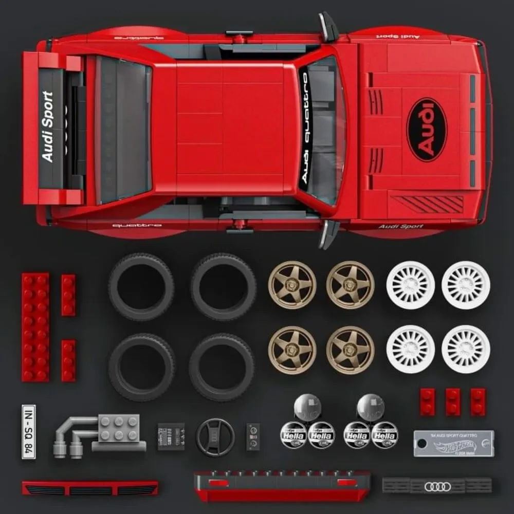 Mattel Brick Shop Hot Wheels '84 Audi Sport Quattro 864pc Set 10+ Metal Parts